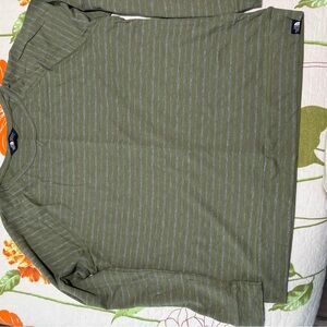 North face  Olive and Gray Striped Top